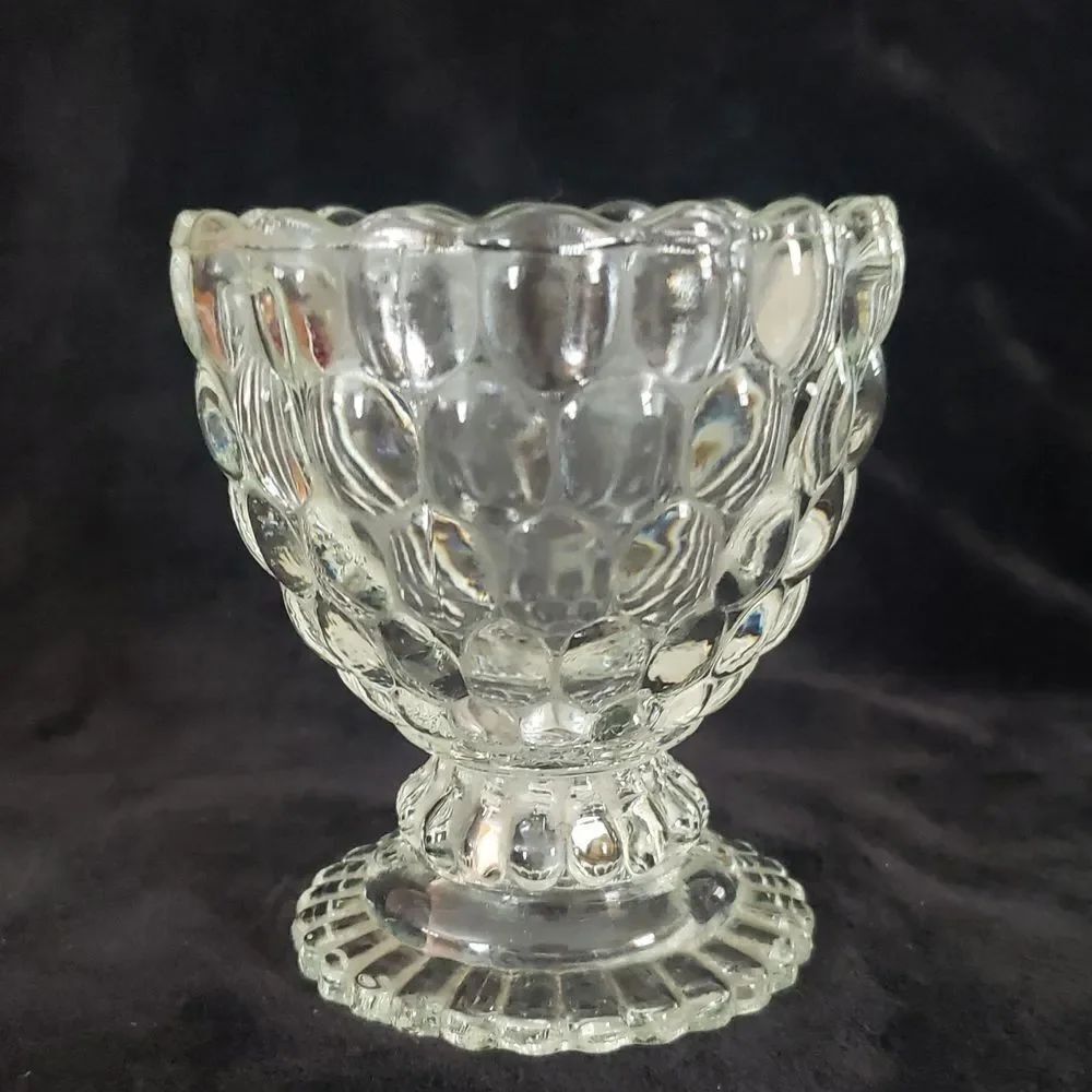 Vintage Avon Bubble Glass Footed Pedestal Compote / Candy Dish Bowl